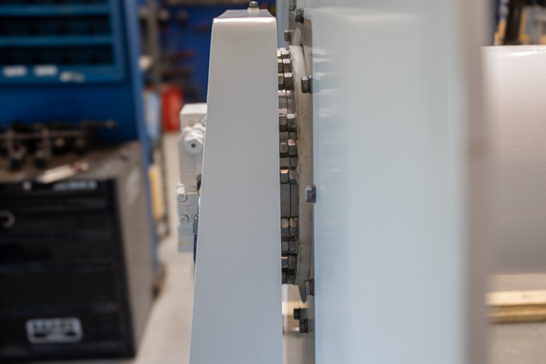 Side profile of gear drive on custom-built net drum