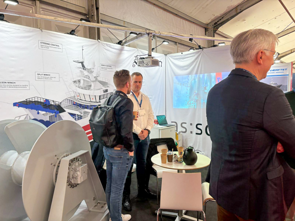 Hydraulic winch displayed at AS SCAN’s stand during DanFish 2025 – developed and manufactured in Denmark.